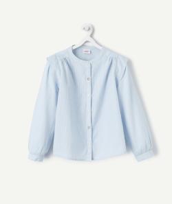 Chemise manches longues fille bleue à rayures avec détails pailletés - 4 A
