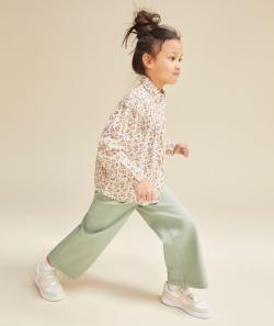 Pantalon large fille en fibres recyclées vert pâle - 6 A