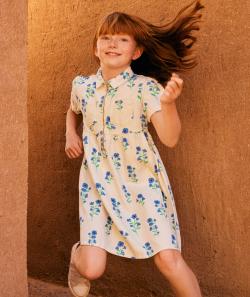 Robe fille en viscose responsable zippée avec imprimé fleurs et - 5 A
