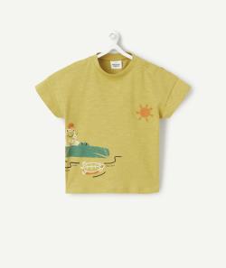 T-shirt manches courtes bébé garçon en coton bio jaune thème croco - 3 M