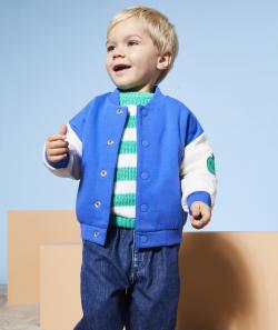 Cardigan style teddy bébé garçon en coton bio bleu et blanc - 9 M