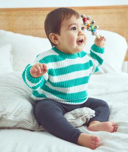 Pull en tricot bébé garçon en coton bio avec rayures vertes - 24 M
