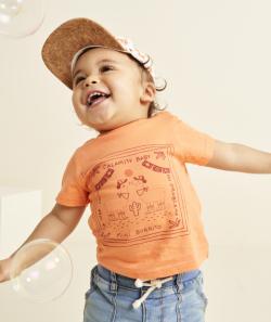 T-shirt bébé garçon en coton bio orange thème mexico - 36 M