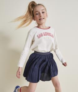 Jupe plissée fille bleue avec détails pailletés - 4 A