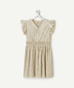 Robe cache-coeur fille irisée avec détails volantés couleur dorée - 4 A
