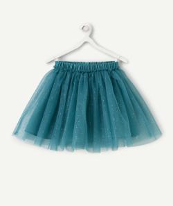 Jupe en tulle fille verte avec détails pailletés - 10 A