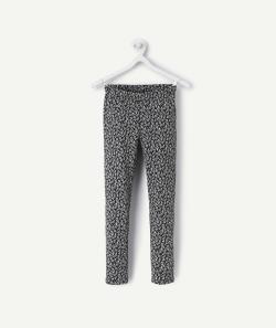 Legging fille en coton bio noir avec imprimé fleuri - 12 A