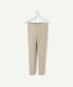 Legging fille en coton biologique vert imprimé fleuri blanc - 7 A