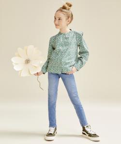 Jean skinny fille en denim low impact avec ceinture tressée pailletée - 9 A
