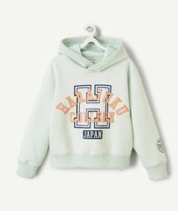 Sweat à capuche garçon en fibres recyclées vert thème campus - 8 A