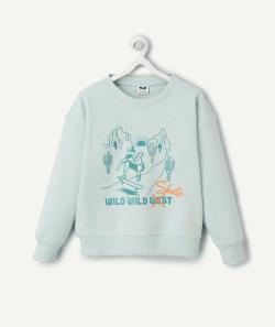 Sweat manches longues garçon en coton bio vert thème skate - 6 A