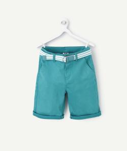 Bermuda garçon bleu canard avec ceinture bleu manthe - 10 A