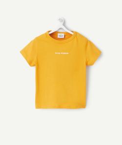 T-shirt à manches courtes bébé garçon en coton bio jaune avec message mignon - 24 M