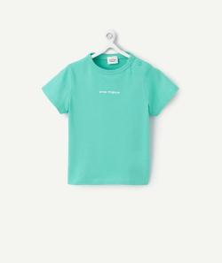T-shirt à manches courtes bébé garçon en coton bio vert avec message - 3 M