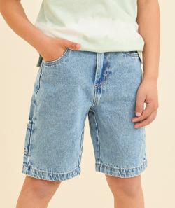 Bermuda relaxed garçon en denim low impact - 9 A