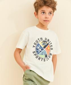 T-shirt manches courtes garçon en coton bio motif sport - 5 A