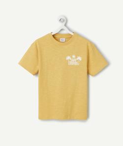 T-shirt manches courtes garçon en coton bio jaune thème soleil - 4 A