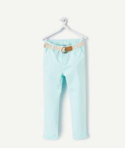Pantalon chino garçon vert pâle avec ceinture - 8 A
