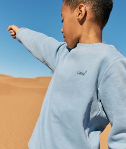 Sweat manches longues garçon en fibres recyclées bleu avec message brodé - 12 A