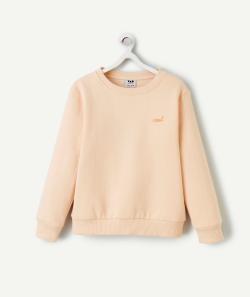 Sweat manches longues garçon en fibres recyclées orange avec message brodé - 14 A