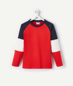 T-shirt manches longues garçon en coton bio tricolore - 6 A