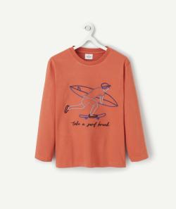 T-shirt garçon en coton bio orange avec broderies thème surf - 6 A