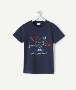 T-shirt manches courtes garçon en coton bio avec broderies surfeur - 6 A