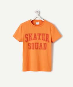 T-shirt manches courtes garçon orange en coton bio thème campus - 8 A