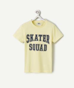 T-shirt manches courtes garçon 100% coton jaune thème campus - 5 A