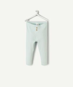 Legging bébé garçon en coton bio côtelé vert clair - 1 M