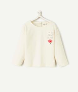 T-shirt manches longues bébé fille en coton bio avec broderies - 9 M