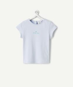 T-shirt manches courtes bébé fille en coton bio bleu avec message - 6 M