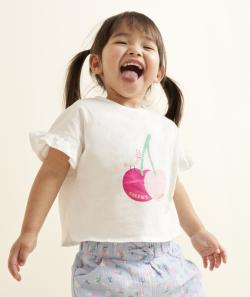 T-shirt manches courtes bébé fille coton bio blanc avec animation - 24 M