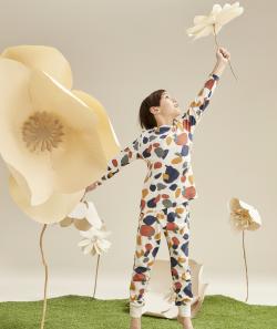 Pyjama garçon en coton bio côtelé et imprimé tacheté - 8 A