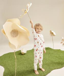 Pyjama garçon en coton bio écru avec imprimé cactus et lune coloré - 8 A