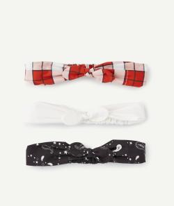 Lot de 3 bandeaux fille noir blanc et rouge avec imprimés - 2-6 A