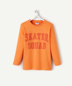 T-shirt manches longues garçon 100% coton orange thème skate - 5 A
