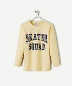 T-shirt manches longues garçon en coton bio jaune avec motif skater - 5 A