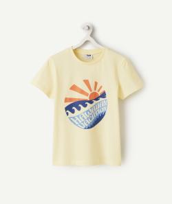 T-shirt manches courtes garçon en coton bio jaune motif hawaii - 5 A