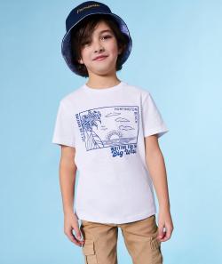 T-shirt manches courtes garçon 100% coton blanc thème surf - 4 A