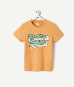 T-shirt manches courtes garçon 100% coton orange avec motif malibu - 4 A