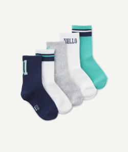 Lot de 5 paires de chaussettes garçon tricolore sport - 35-37