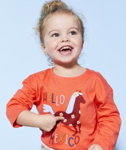 T-shirt bébé fille en coton bio corail avec message et cheval - 9 M