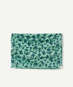 Snood garçon en coton bio vert avec imprimé cactus - TU