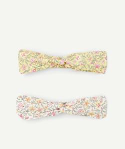 Lot de 2 bandeaux fille blanc et jaune avec imprimé à fleurs - 2-6 A