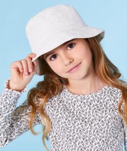 Bob fille réversible blanc avec broderies fleurs - 2-3 A