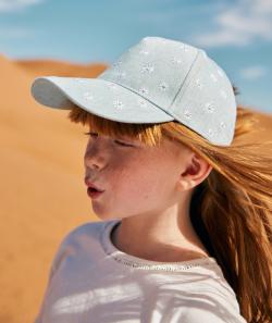 Casquette fille en denim avec fleurs brodées - 4-6 A