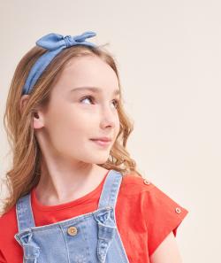 Lot de 2 serre-tëtes bébé fille bleu et blanc imprimé fleuri - TU