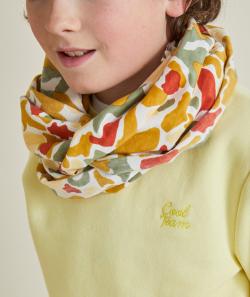 Snood garçon en coton biologique imprimé avec taches colorées - TU