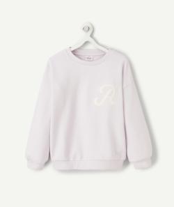 Sweat manches longues fille en fibres recyclées parme avec maxi lettre brodée - 4 A